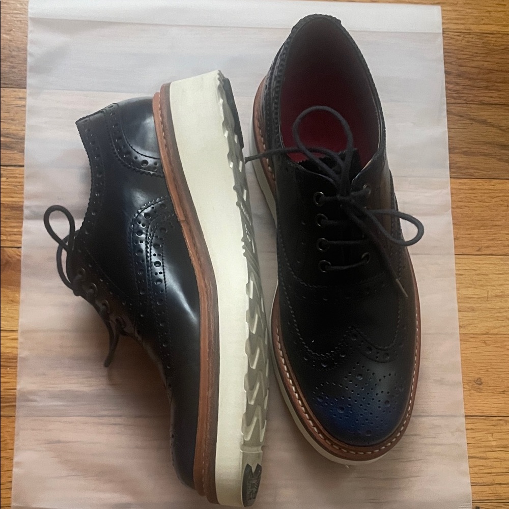 Grenson Blue and White Women's Oxfords - Picture 2 of 6